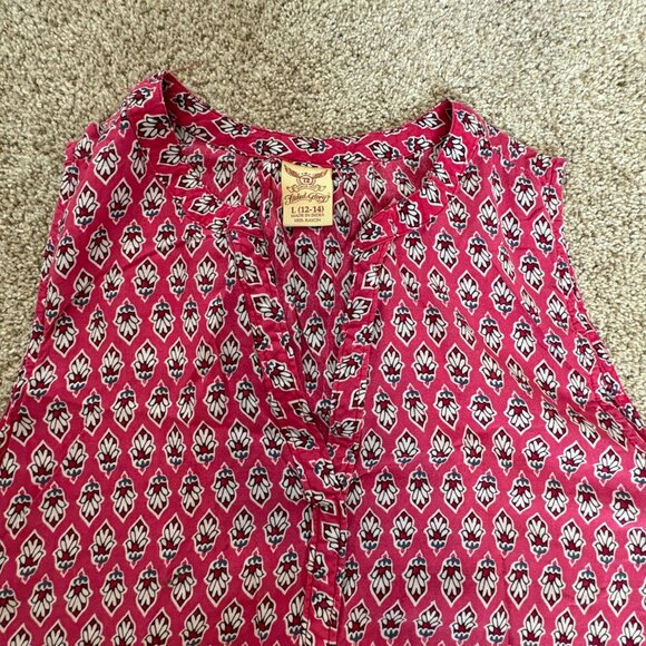 Faded Glory Tank Top Pink V-neck Patterned Light Weight Large - Picture 6 of 9